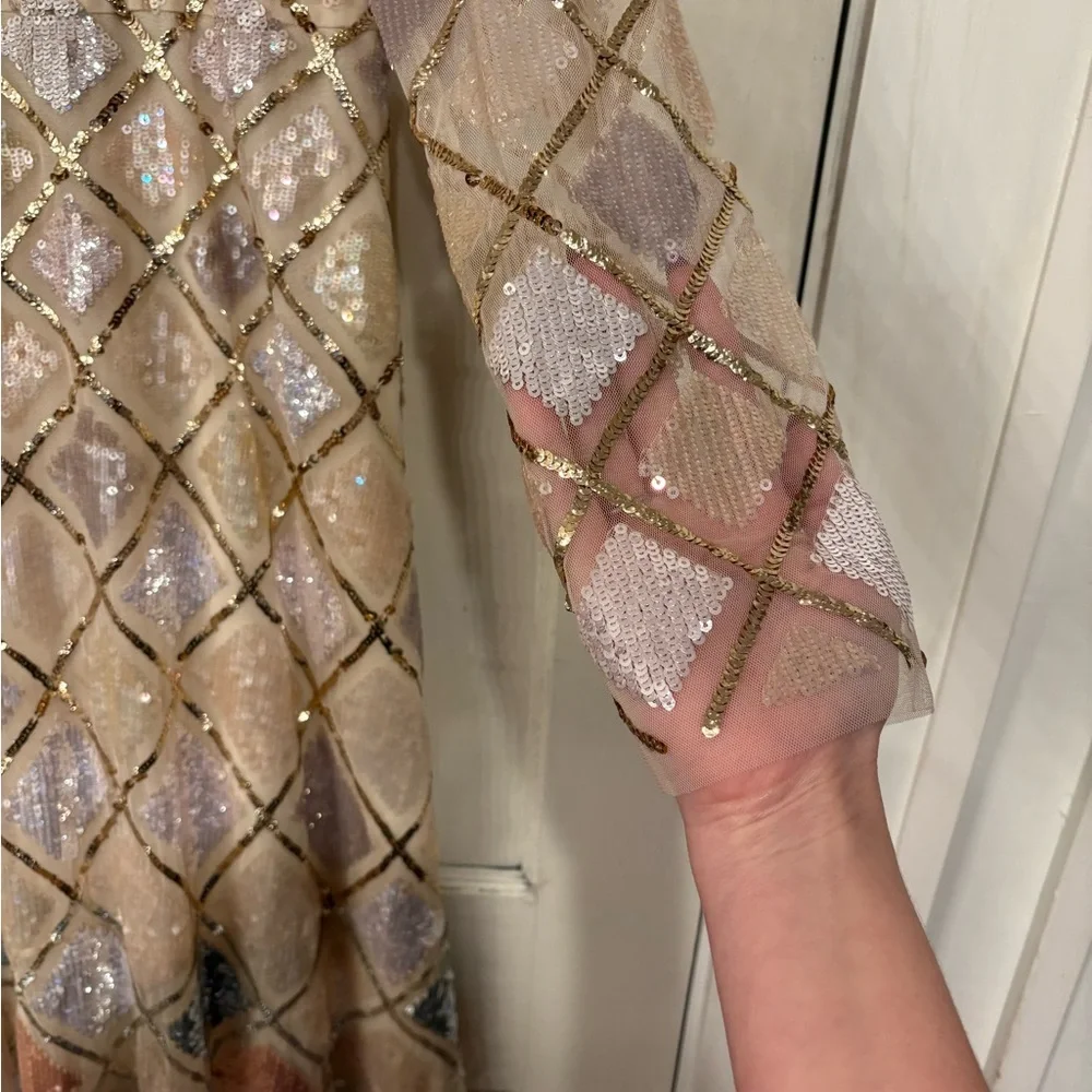 Needle & Thread Sequin Diamond Gown in moonscape - Picture 3 of 5